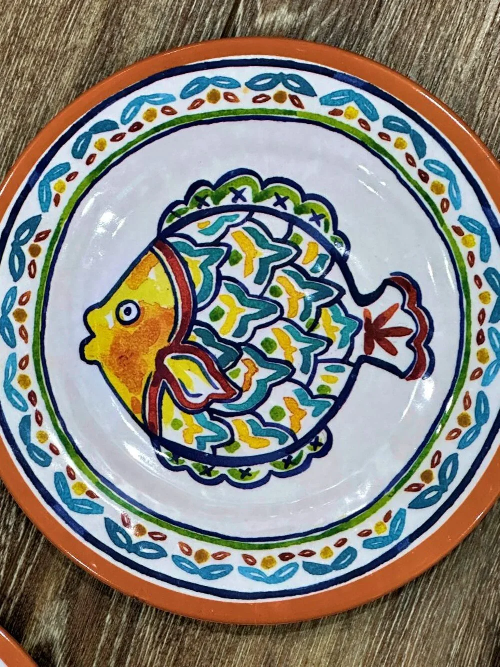 Cottonwood Home 6 Melamine Salad Plates Fish Nautical Sea Ocean Theme 8.5 Inch